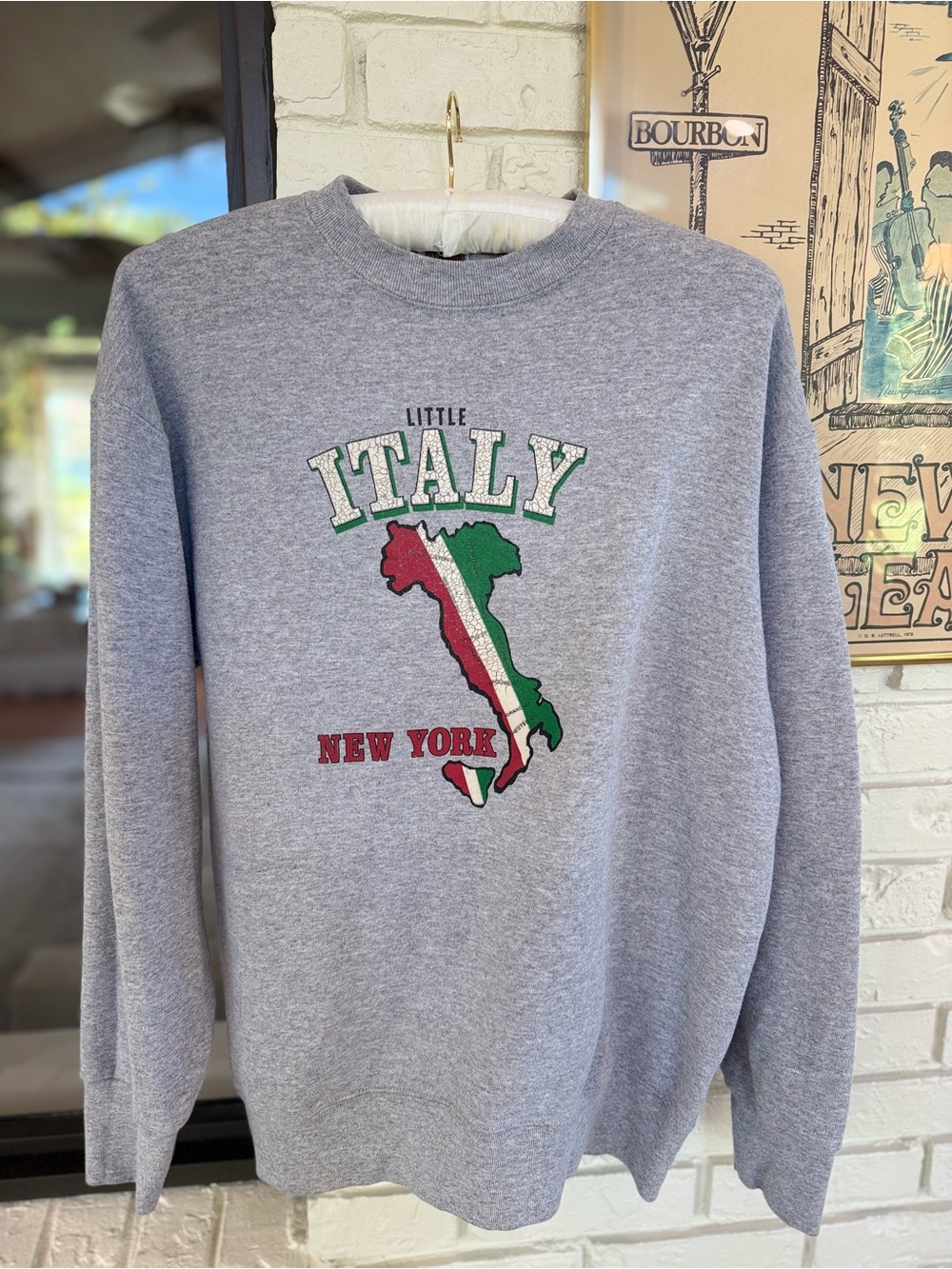 Vintage Unisex 90s Fruit of the Loom Little Italy New York Sweatshirt L